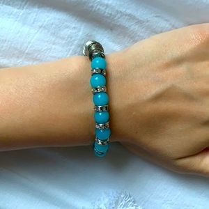 Henri Bendel Blue and Silver Stretch Bracelet